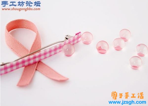 兼职手工活-大颗珍珠简单蝴蝶结发卡