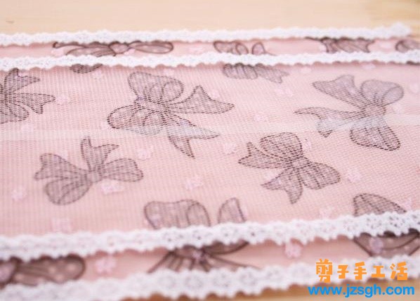 兼职手工活-粉色蕾丝公主蝴蝶发卡