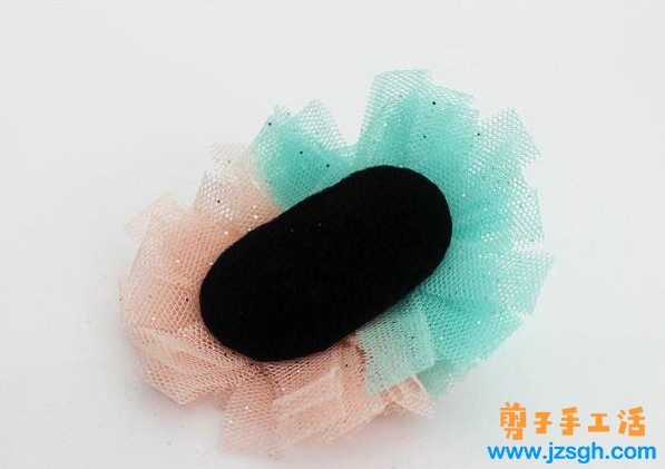 兼职手工活—— 粉色牡丹花丝带发卡制作教程