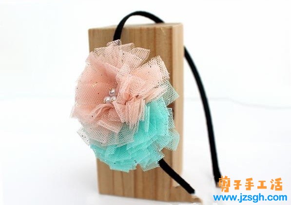 兼职手工活—— 粉色牡丹花丝带发卡制作教程