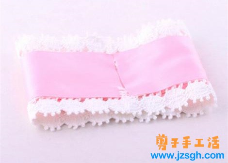 粉色清纯蕾丝蝴蝶结发卡制作教程