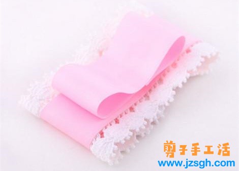 粉色清纯蕾丝蝴蝶结发卡制作教程